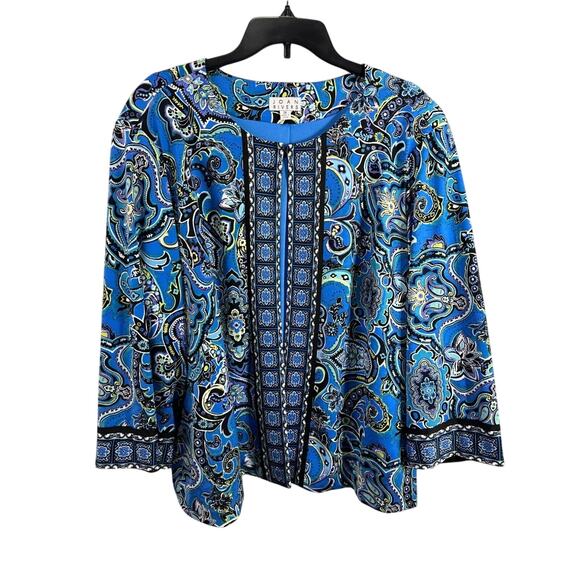Joan Rivers Blue Open Front Jacket Top 2X Old Money Mature - Picture 1 of 6